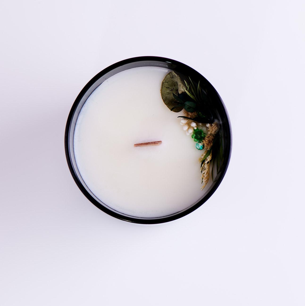 Mint Eucalyptus Oasis Soy Candle in the glass container