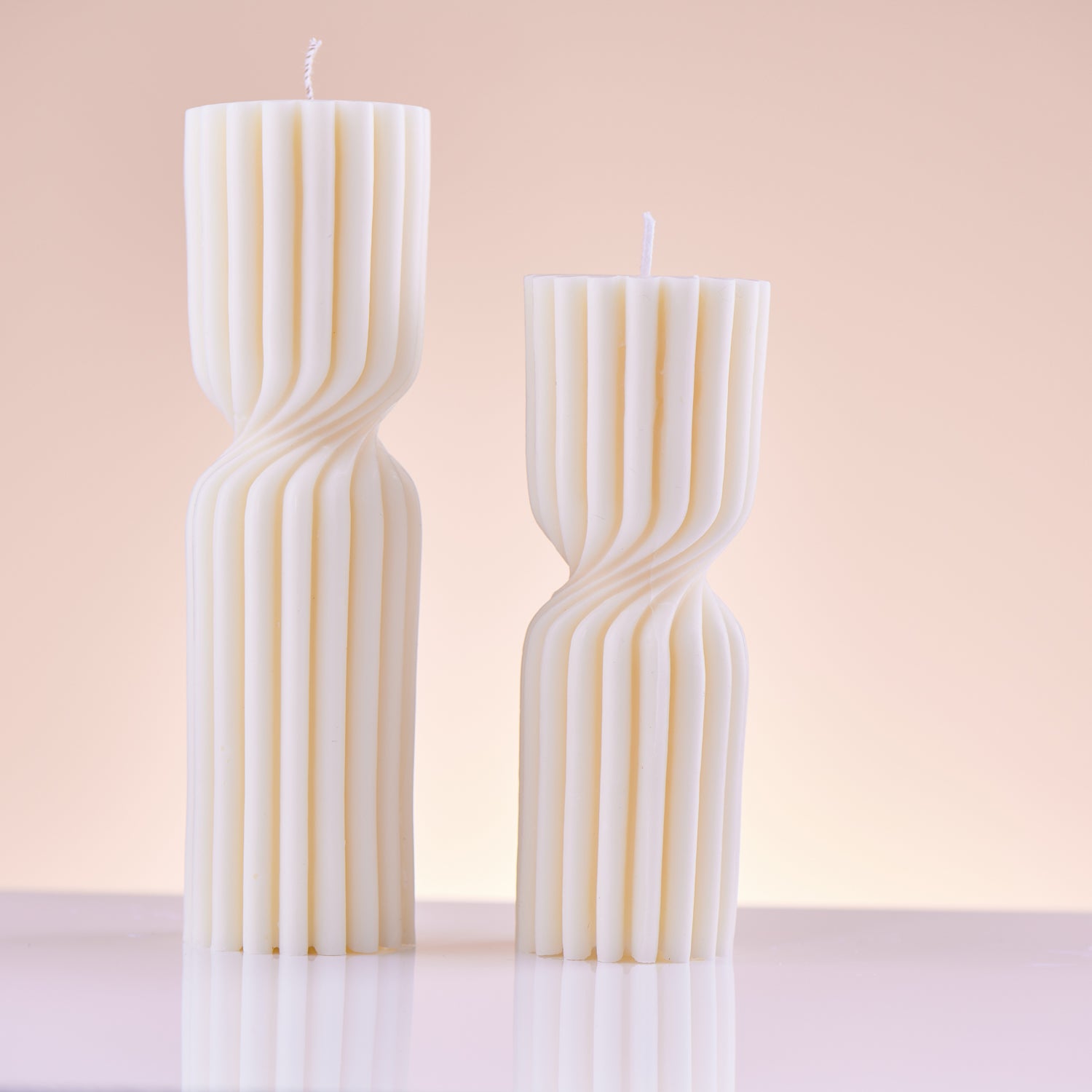 Hourglass Ribbed Pillar Candle Elegant Home Decor