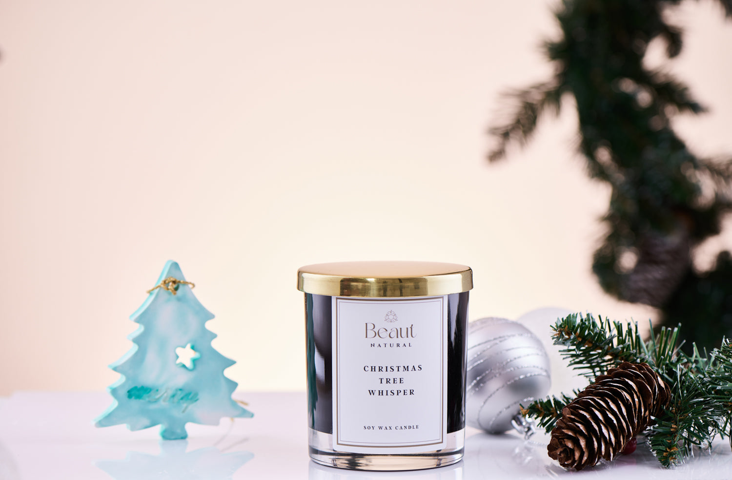 Christmas Tree Whisper Soy Candle in the Glass Container