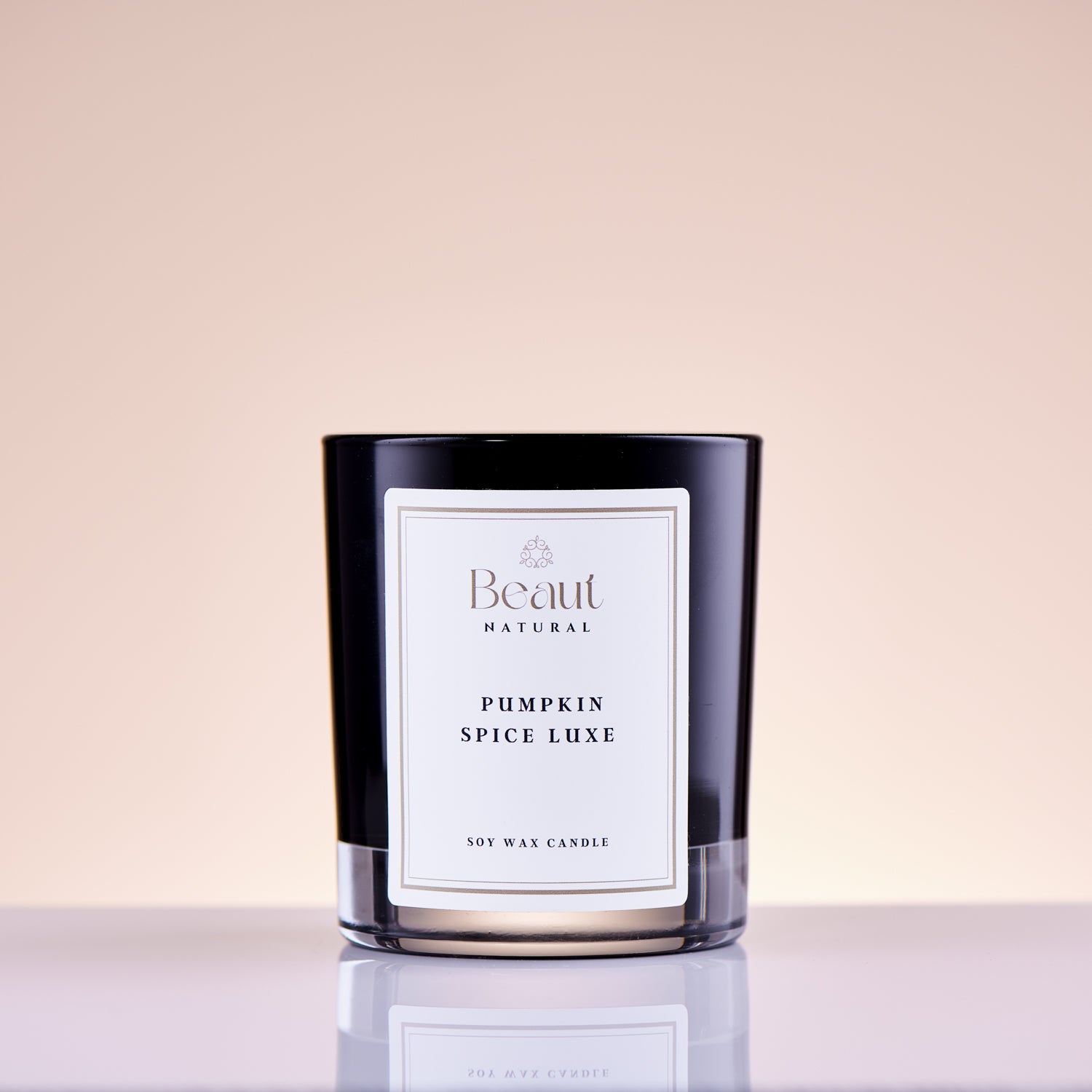 Pumpkin Spice Luxe Soy Wax Candle in the glass container