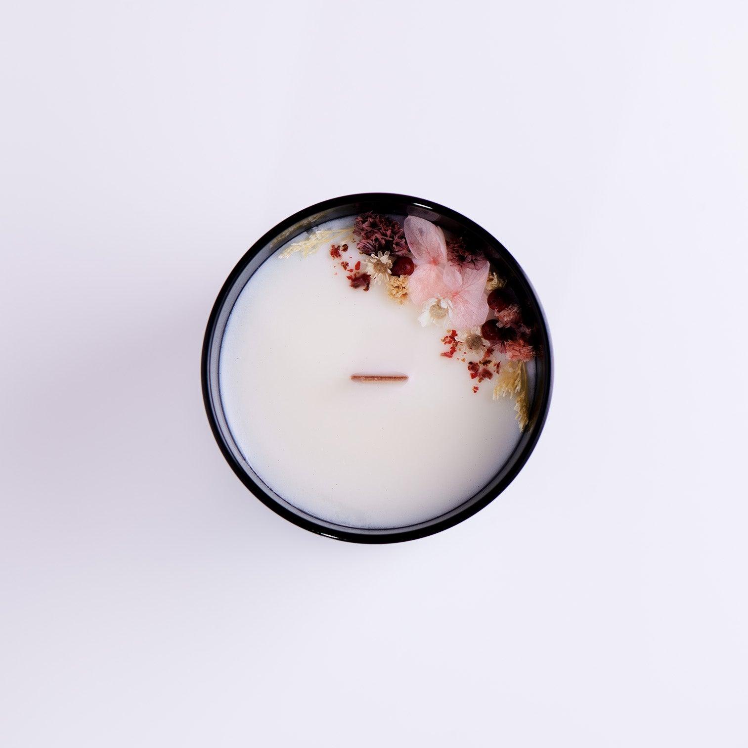 Berry Euphoria Soy Wax Candle in the glass container