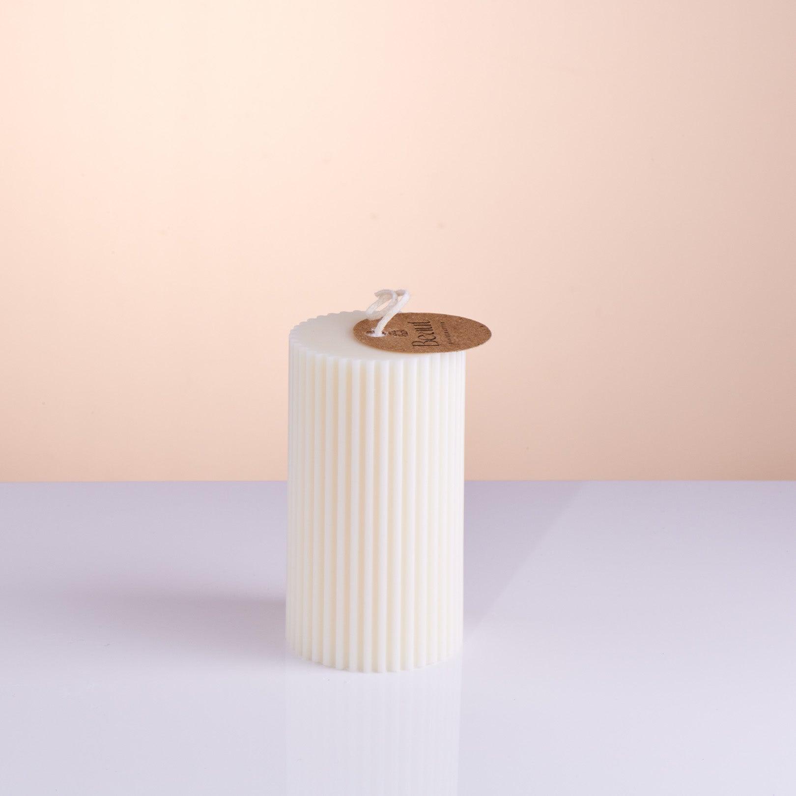 Soy Wax Ribbed Pillar Candle